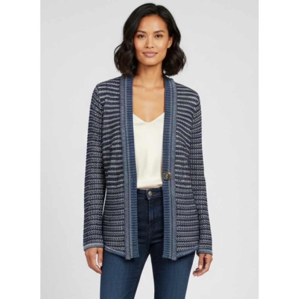 Escada Indigo Silk Blend Knit Cardigan Sweater Jacket 34 (US 4)